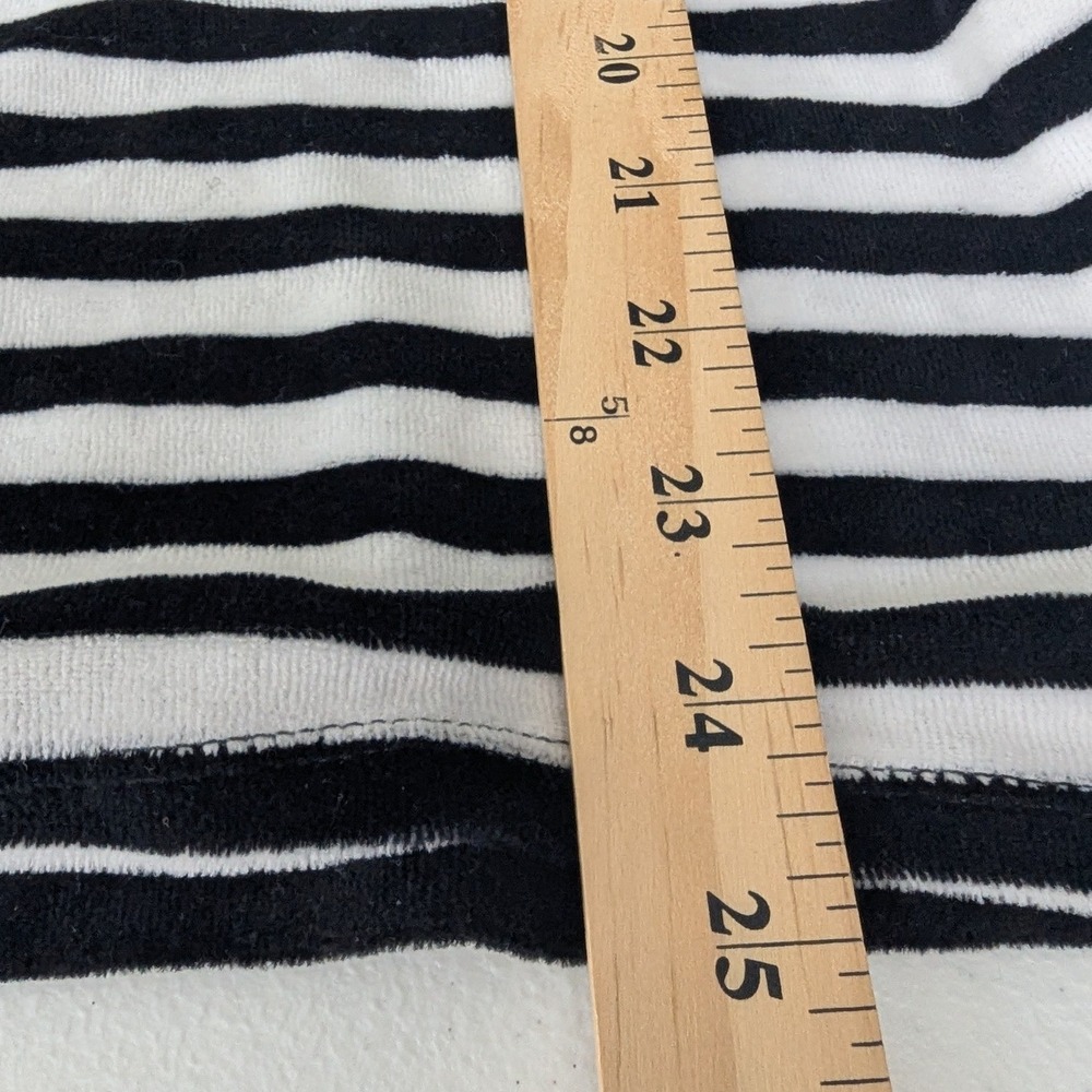 Velour Top Black White Striped Silver Studded 1X Winter Whimsigoth Cozy Soft - Picture 5 of 6